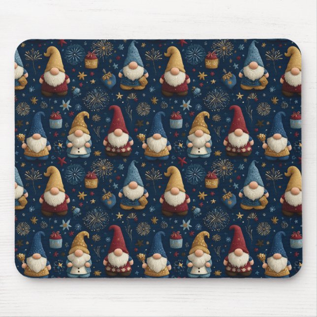 Nahtloses Muster festlicher Gnome Mousepad (Vorne)