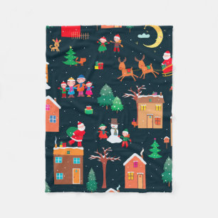 Nahtloses Muster glücklicher Weihnachtszeit in ein Fleecedecke