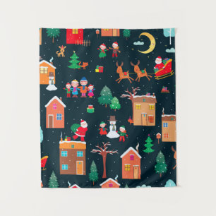 Nahtloses Muster glücklicher Weihnachtszeit in ein Wandteppich