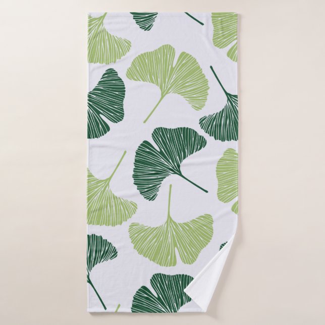 Nahtloses Muster Green Ginkgo Biloba  Badehandtuch (Badehandtuch)