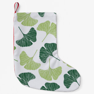 Nahtloses Muster Green Ginkgo Biloba  Kleiner Weihnachtsstrumpf