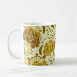 Nahtloses Muster, große indische Paisley-Blumen. T Kaffeetasse