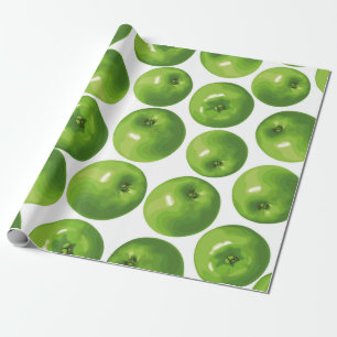 Nahtloses Muster grüner Apfel Geschenkpapier