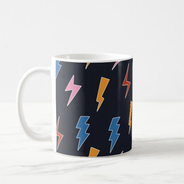 Nahtloses Muster, handgezeichnete Blitze Kaffeetasse (Links)