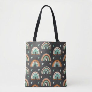Nahtloses Muster handgezogener Herzen und boho rai Tasche