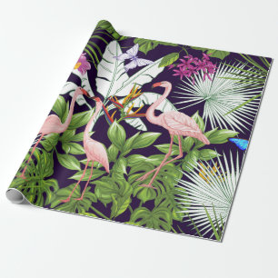 Nahtloses Muster, Hintergrund mit Flamingo und Tru Geschenkpapier