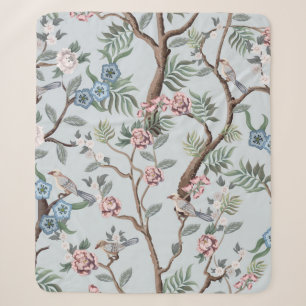 Nahtloses Muster im Chinoiserie-Stil mit Pionieren Sherpadecke
