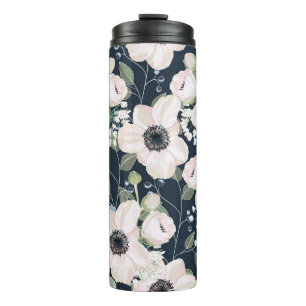 Nahtloses Muster im floralen Aquarellstil: g Thermosbecher
