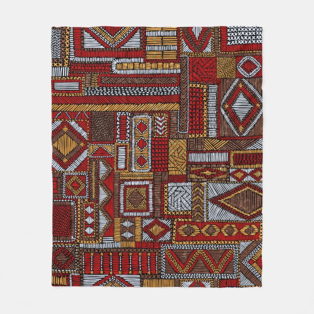 Nahtloses Muster im Patchwork-Stil. bestickt E Fleecedecke (Vorderseite)