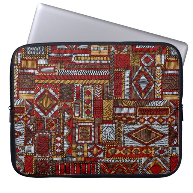 Nahtloses Muster im Patchwork-Stil. bestickt E Laptopschutzhülle (Vorderseite)