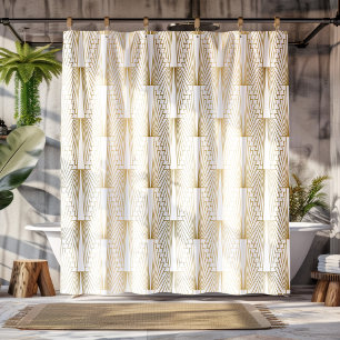 Nahtloses Muster in Gold und Weiß Art Deco Duschvorhang