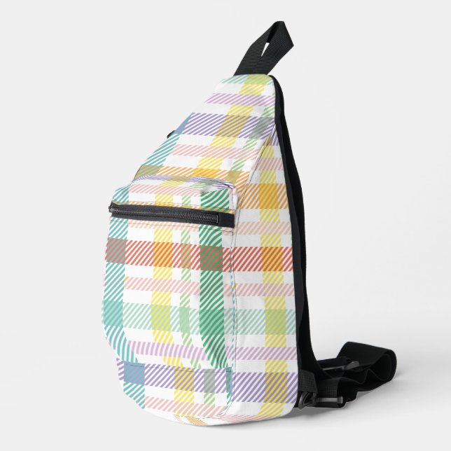 Nahtloses Muster Kariert Light Colorful Crossbody Bag (Rechte Ecke)