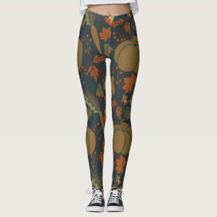 Nahtloses Muster Kürbis und Karottenschwarz Leggings