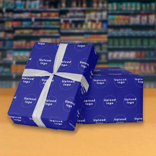 Nahtloses Muster-Logo für das blaue Umschlagpapier Geschenkpapier
