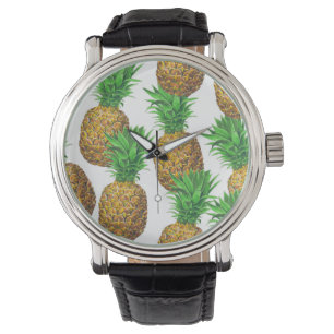 Nahtloses Muster mit Ananas Armbanduhr
