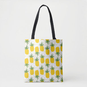 Nahtloses Muster mit Ananas. Gelbe Ananas Tasche