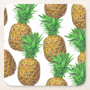 Nahtloses Muster mit Ananas Rechteckiger Pappuntersetzer