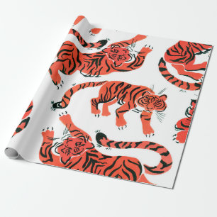 Nahtloses Muster mit Anstrichfarben in Tigern Geschenkpapier