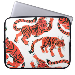 Nahtloses Muster mit Anstrichfarben in Tigern Laptopschutzhülle