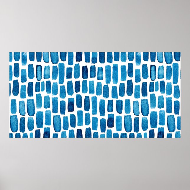 Nahtloses Muster mit Aquarellblau s Poster (Vorne)