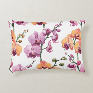 Nahtloses Muster mit Aquarellorchideen-Blume  Dekokissen