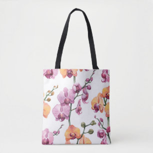 Nahtloses Muster mit Aquarellorchideen-Blume Tasche
