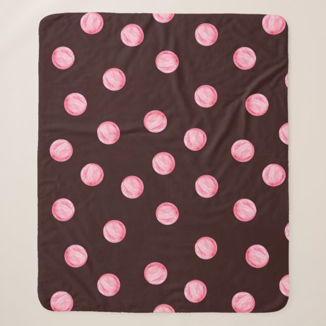 Nahtloses Muster mit Aquarellrosa Kreisen. Boh Sherpadecke (Vorderseite)