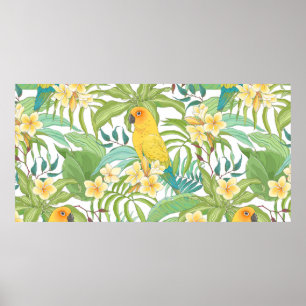 Nahtloses Muster mit Blume Plumeria, Blätter und Poster