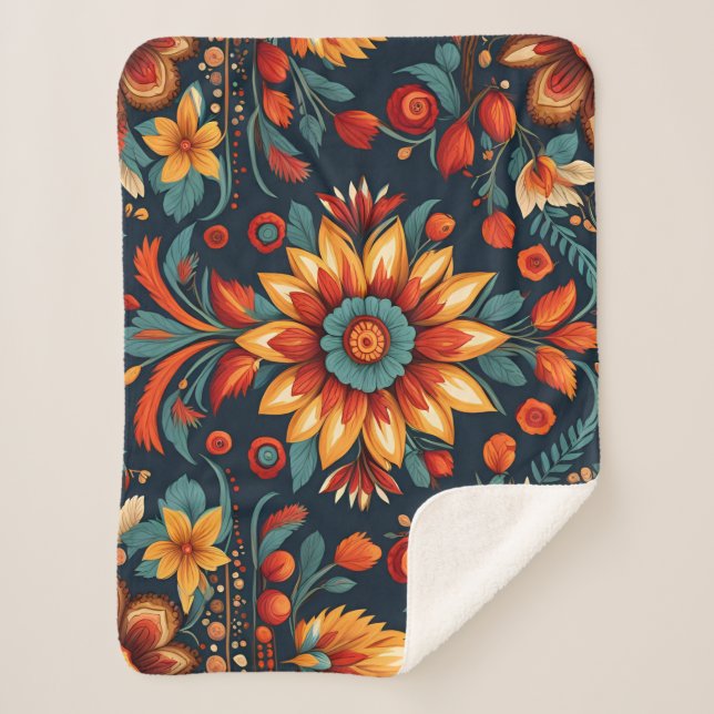 nahtloses Muster mit Blume Sherpadecke (Vorderseite)