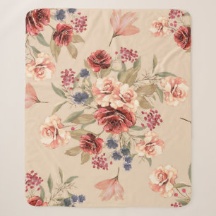 Nahtloses Muster mit Blume und Blätter. Bläschen Sherpadecke