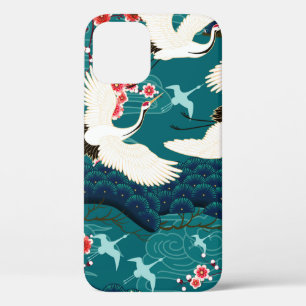 Nahtloses Muster mit Blumenmotiven und Kraneskrat Case-Mate iPhone Hülle