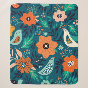 Nahtloses Muster mit Blumenzierverzierungen Sherpadecke