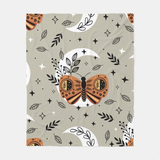 Nahtloses Muster mit böhmischem Schmetterling auf  Fleecedecke (Vorderseite)