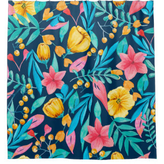 Nahtloses Muster mit botanischen Elementen. Waterc Duschvorhang