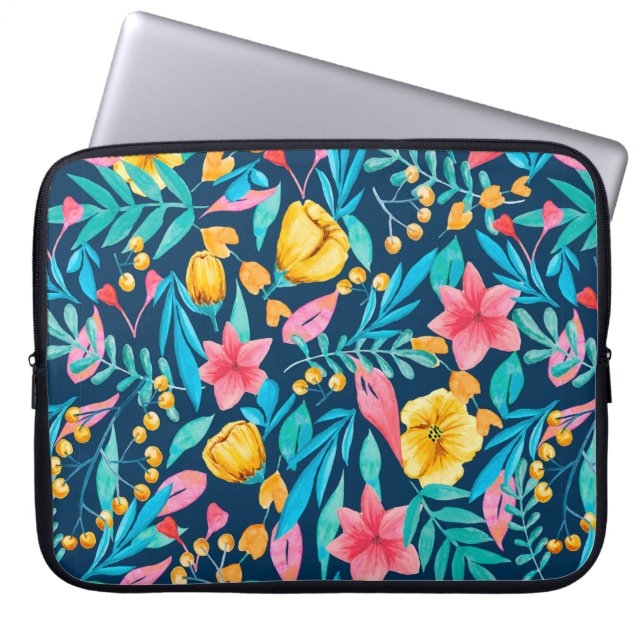Nahtloses Muster mit botanischen Elementen. Waterc Laptopschutzhülle (Vorderseite)