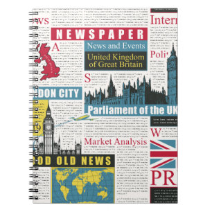 Nahtloses Muster mit britischen oder Londoner Zeit Notizblock