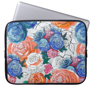 Nahtloses Muster mit bunten Blume Laptopschutzhülle