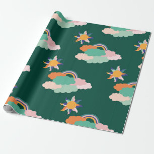Nahtloses Muster mit bunten Wolken und Geschenkpapier