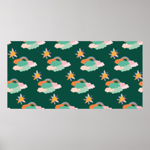 Nahtloses Muster mit bunten Wolken und Poster