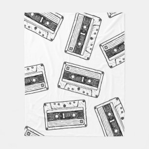 Nahtloses Muster mit Compact Cassette im Vintage-S Fleecedecke