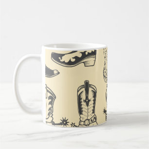 Nahtloses Muster mit Cowboy-Stiefeln. Cowboy,Cowgi Kaffeetasse