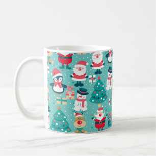 Nahtloses Muster mit dem Weihnachtsmann, dem Schne Kaffeetasse
