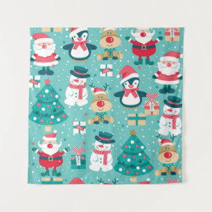 Nahtloses Muster mit dem Weihnachtsmann, dem Schne Wandteppich