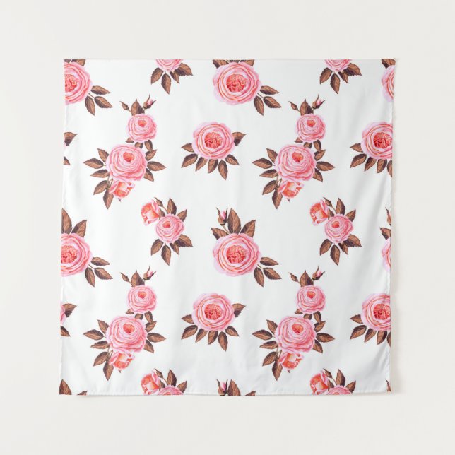 Nahtloses Muster mit englisch rosenschön, schwarz Wandteppich (Vorderseite)