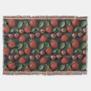 Nahtloses Muster mit Erdbeeren und Kirschen Decke