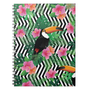 Nahtloses Muster mit exotischen Hibiskus-Blume Tou Notizblock
