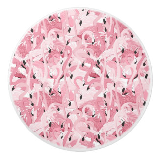 nahtloses Muster mit exotischen rosa Flamingos Keramikknauf
