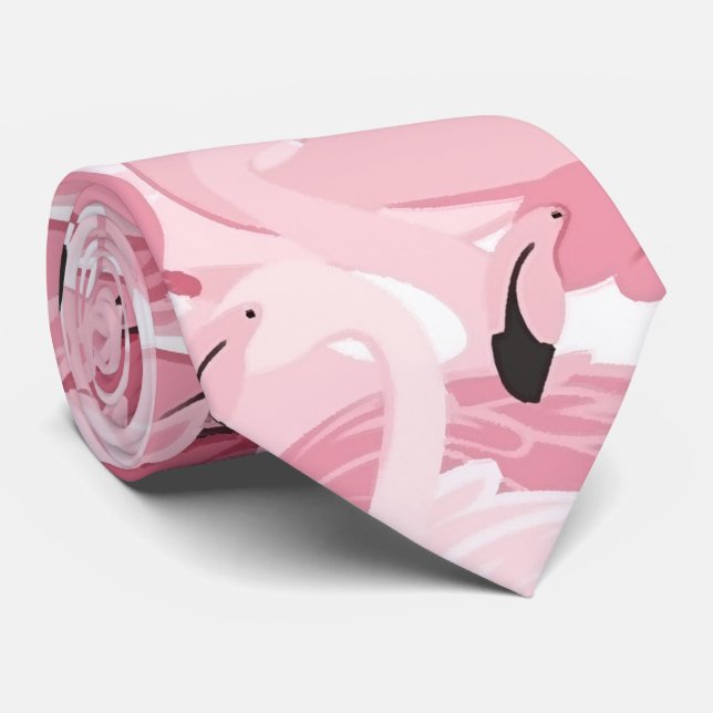 nahtloses Muster mit exotischen rosa Flamingos Krawatte (Gerollt)