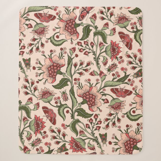 Nahtloses Muster mit fantasievollen Blume, natürli Sherpadecke (Vorderseite)