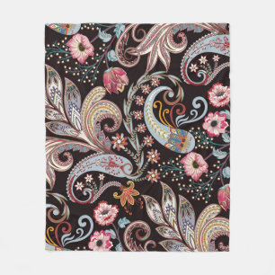 Nahtloses Muster mit farbenfroher Paisley-Blüte Fleecedecke